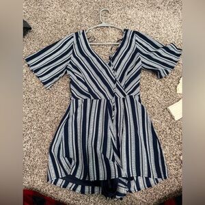 Arizona Jean Company Navy and White Striped Jumpsuit